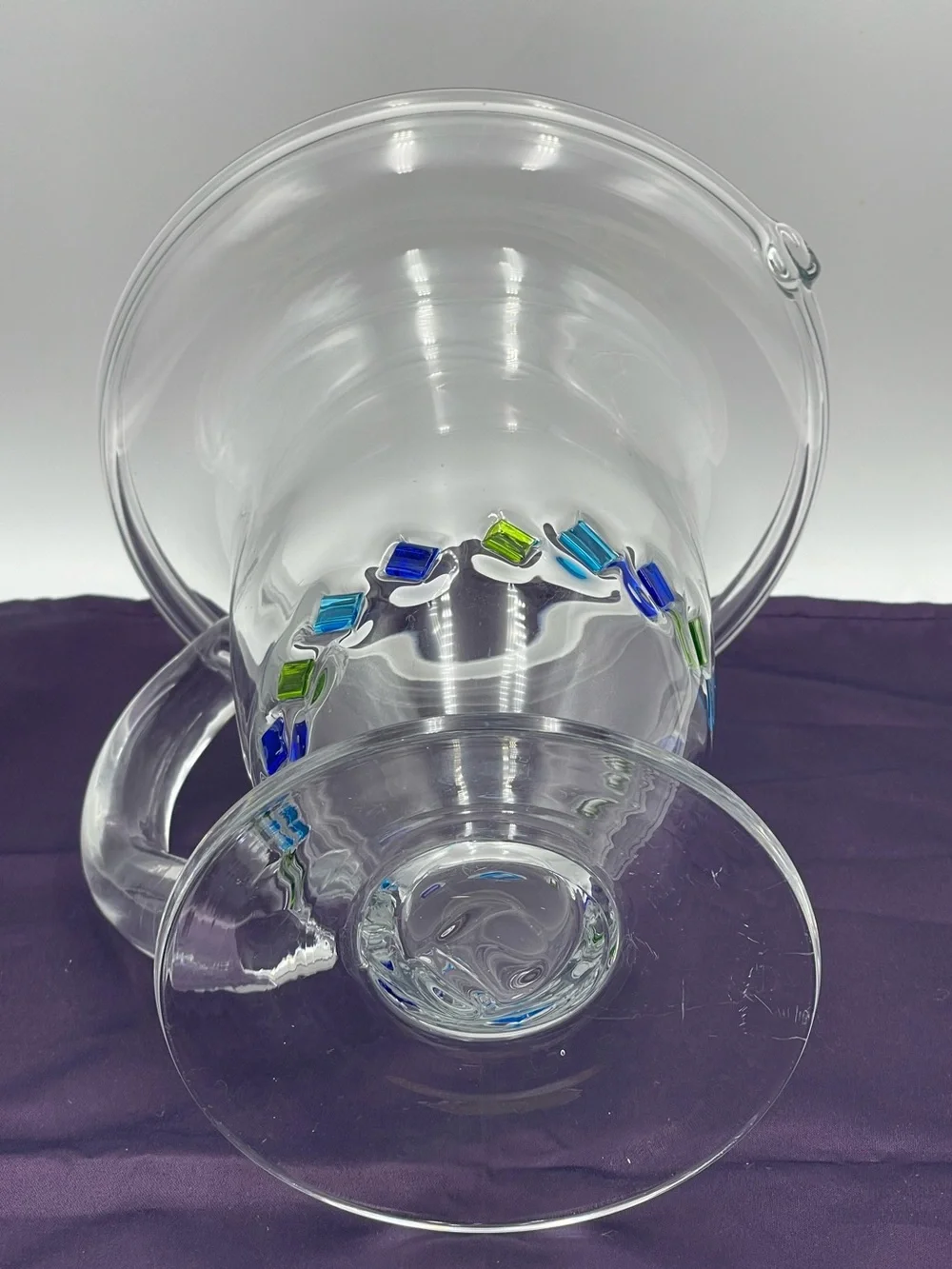 Vintage Global Amici Harlequin II Hand Blown Glass Wide Brim Sangria Pitcher